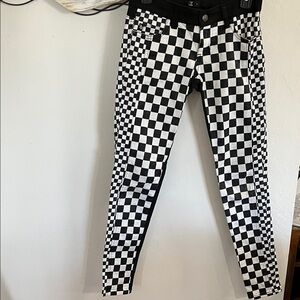 Royal Bones Black and White Checkered Skinny Jeans